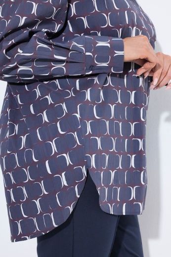 Plus size veliki brojevi Bluza dugih rukava šireg kroja s kragnom i uzorkom za punije