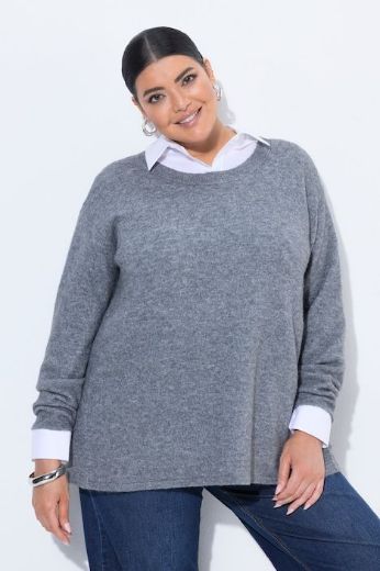 Plus size veliki brojevi Pulover dugih rukava okruglog izreza s vezanjem na leđima za punije