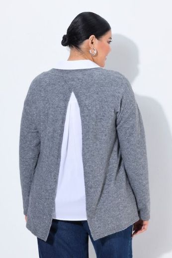 Plus size veliki brojevi Pulover dugih rukava okruglog izreza s vezanjem na leđima za punije