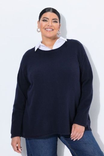 Plus size veliki brojevi Pulover dugih rukava okruglog izreza s vezanjem na leđima za punije