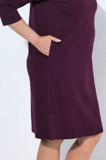 Plus size veliki brojevi Haljina 3/4 rukava A kroja s povišenim ovratnikom za punije