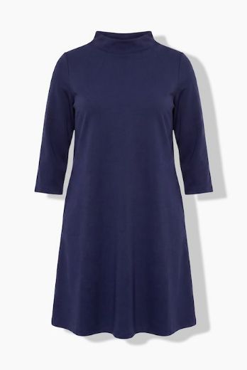 Plus size veliki brojevi Haljina 3/4 rukava A kroja s povišenim ovratnikom za punije