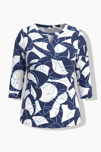 Plus size veliki brojevi Majica 3/4 rukava okruglog izreza s uzorkom za punije