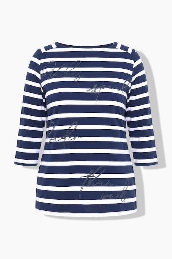 Plus size veliki brojevi Majica 3/4 rukava šireg kroja četvrtastog izreza na pruge za punije