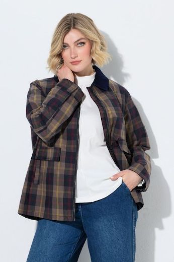 Plus size veliki brojevi Jakna karirana vodoodbojna s kragnom za punije