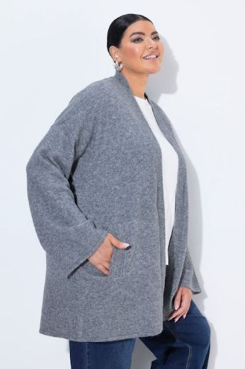 Plus size veliki brojevi Kardigan dugih rukava otvorenog kroja s kragnom za punije