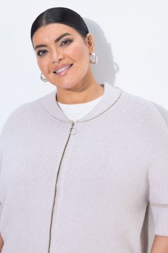 Plus size veliki brojevi Kardigan 3/4 rukava šireg kroja s patentnim zatvaračem za punije