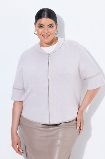 Plus size veliki brojevi Kardigan 3/4 rukava šireg kroja s patentnim zatvaračem za punije