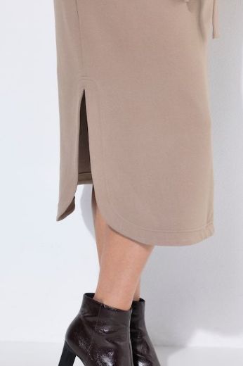 Plus size veliki brojevi Haljina midi kratkih rukava šireg kroja okruglog izreza s pojasom za punije
