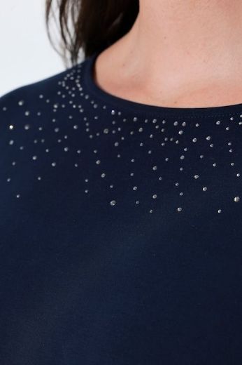 Plus size veliki brojevi Majica 3/4 rukava lađa izreza s ukrasnim kamenčićima za punije
