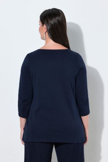 Plus size veliki brojevi Majica 3/4 rukava lađa izreza s ukrasnim kamenčićima za punije