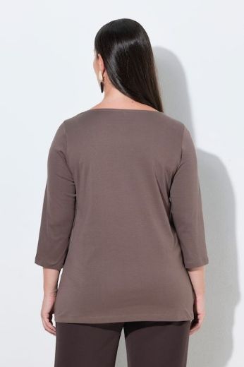 Plus size veliki brojevi Majica 3/4 rukava lađa izreza s ukrasnim kamenčićima za punije