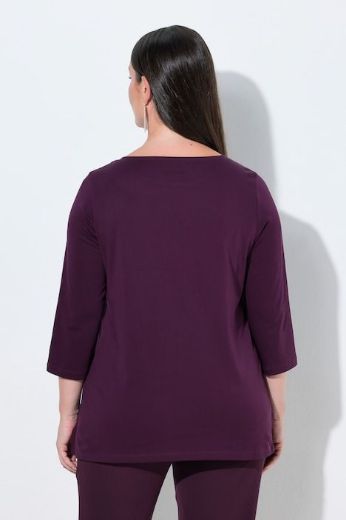 Plus size veliki brojevi Majica 3/4 rukava lađa izreza s ukrasnim kamenčićima za punije