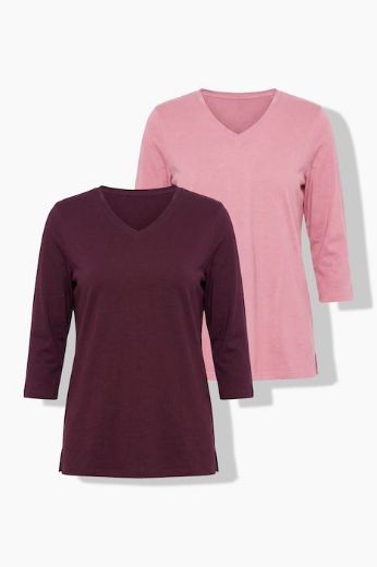 Plus size veliki brojevi Majice 3/4 rukava 2 u paketu V izreza za punije