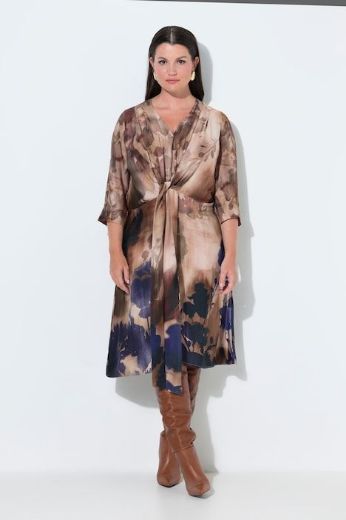 Plus size veliki brojevi Haljina elegantna  3/4 rukava V izreza za punije