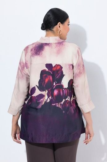 Plus size veliki brojevi Tunika 3/4 rukava A kroja V izreza s cvjetnim uzorkom za punije