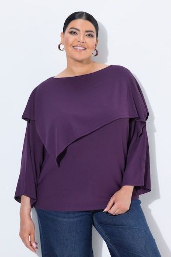 Plus size veliki brojevi Pulover 3/4 rukava širokog kroja lađa izreza za punije