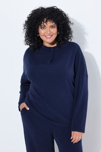 Plus size veliki brojevi Majica dugih rukava širokog kroja s povišenim ovratnikom za punije