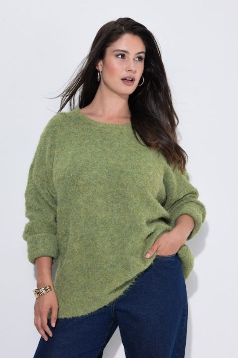 Plus size veliki brojevi Pulover dugih rukava širokog kroja okruglog izreza za punije