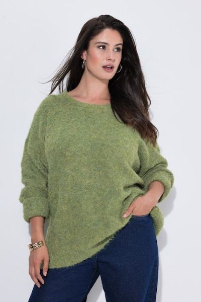 Veliki brojevi Pulover dugih rukava širokog kroja okruglog izreza moda za punije