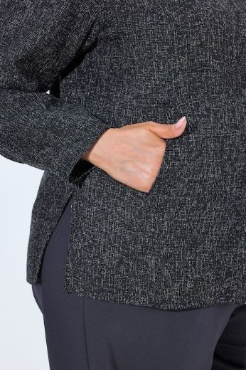 Plus size veliki brojevi Jakna dugih rukava s kragnom i skrivenim gumbima za punije