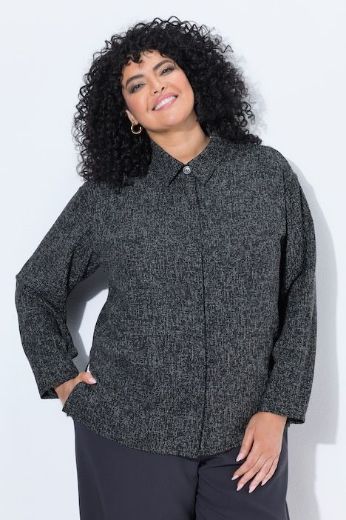 Plus size veliki brojevi Jakna dugih rukava s kragnom i skrivenim gumbima za punije