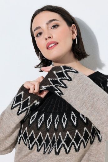 Plus size veliki brojevi Pulover dugih rukava okruglog izreza s norveškim uzorkom za punije