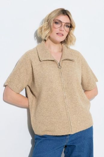 Plus size veliki brojevi Kardigan kratkih rukava s patentnim zatvaračem za punije
