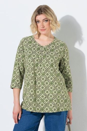 Plus size veliki brojevi Majica 3/4 rukava A kroja V izreza s ukrasnim naborima za punije