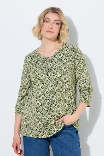 Plus size veliki brojevi Majica 3/4 rukava A kroja V izreza s ukrasnim naborima za punije