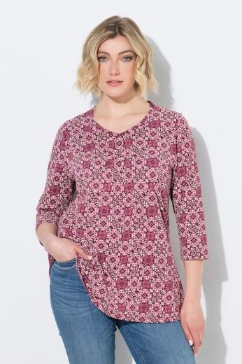 Plus size veliki brojevi Majica 3/4 rukava A kroja V izreza s ukrasnim naborima za punije