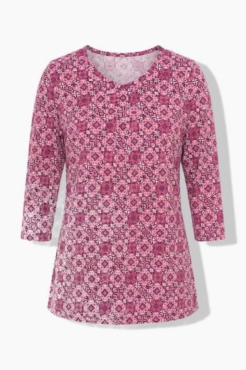 Plus size veliki brojevi Majica 3/4 rukava A kroja V izreza s ukrasnim naborima za punije