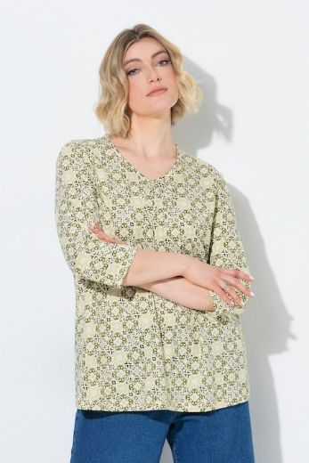 Plus size veliki brojevi Majica 3/4 rukava A kroja V izreza s ukrasnim naborima za punije