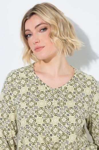 Plus size veliki brojevi Majica 3/4 rukava A kroja V izreza s ukrasnim naborima za punije