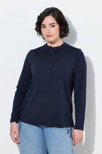 Plus size veliki brojevi Majica dugih rukava s gumbima na izrezu za punije