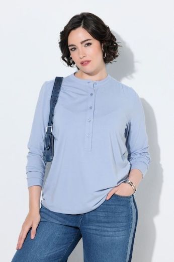 Plus size veliki brojevi Majica dugih rukava s gumbima na izrezu za punije