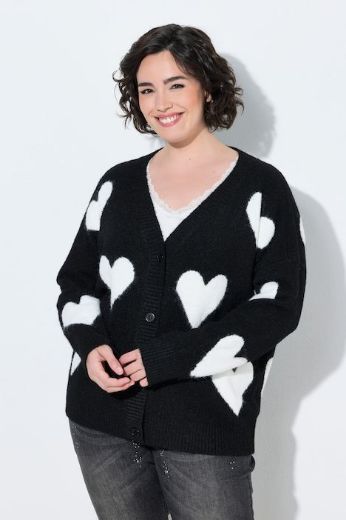 Plus size veliki brojevi Kardigan dugih rukava širokog kroja V izreza s motivom srca za punije