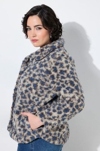 Plus size veliki brojevi Jakna dugih rukava s kragnom i leopard uzorkom za punije
