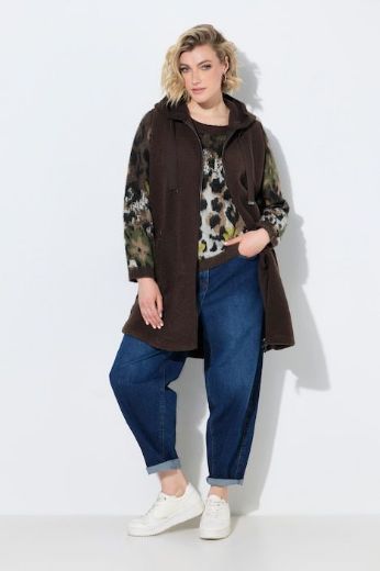 Plus size veliki brojevi Prsluk  dužeg  kroja s kapuljačom za punije