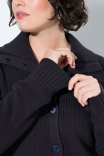 Plus size veliki brojevi Kardigan dugih rukava s kragnom i gumbima za punije