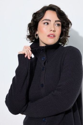 Plus size veliki brojevi Kardigan dugih rukava s kragnom i gumbima za punije