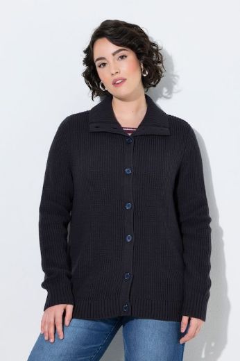 Plus size veliki brojevi Kardigan dugih rukava s kragnom i gumbima za punije