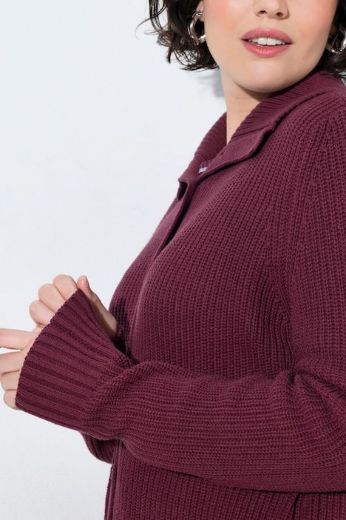 Plus size veliki brojevi Kardigan dugih rukava s kragnom i gumbima za punije