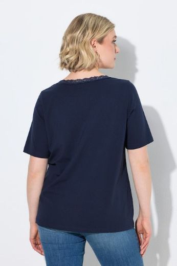 Plus size veliki brojevi Majica kratkih rukava V izreza s čipkastim obrubom za punije
