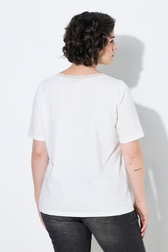 Plus size veliki brojevi Majica kratkih rukava V izreza s čipkastim obrubom za punije