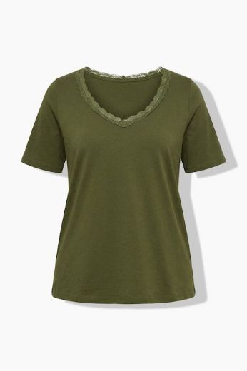 Plus size veliki brojevi Majica kratkih rukava V izreza s čipkastim obrubom za punije