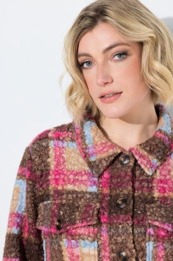 Plus size veliki brojevi Kaput karirani A kroja s kragnom za punije