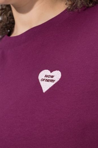 Plus size veliki brojevi Majica dugih rukava širokog kroja s izvezenim srcima za punije