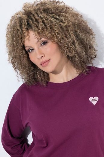 Plus size veliki brojevi Majica dugih rukava širokog kroja s izvezenim srcima za punije