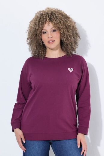 Plus size veliki brojevi Majica dugih rukava širokog kroja s izvezenim srcima za punije